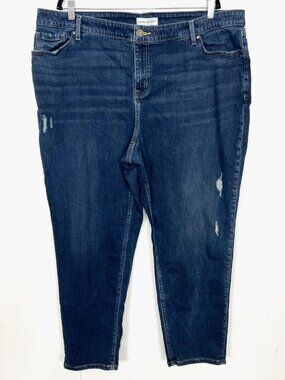 Lane Bryant Low-Rise Boyfriend Jeans Flex Magic Waistband 20 2X Distressed